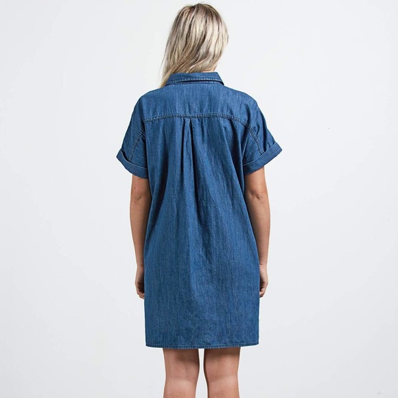 Volcom Yo Shortie Oversized Denim Mini Dress - Picture 2 of 8